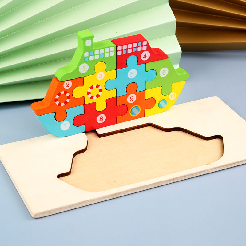 3D Wooden Montessori Transportation Puzzle – Learn Through Play