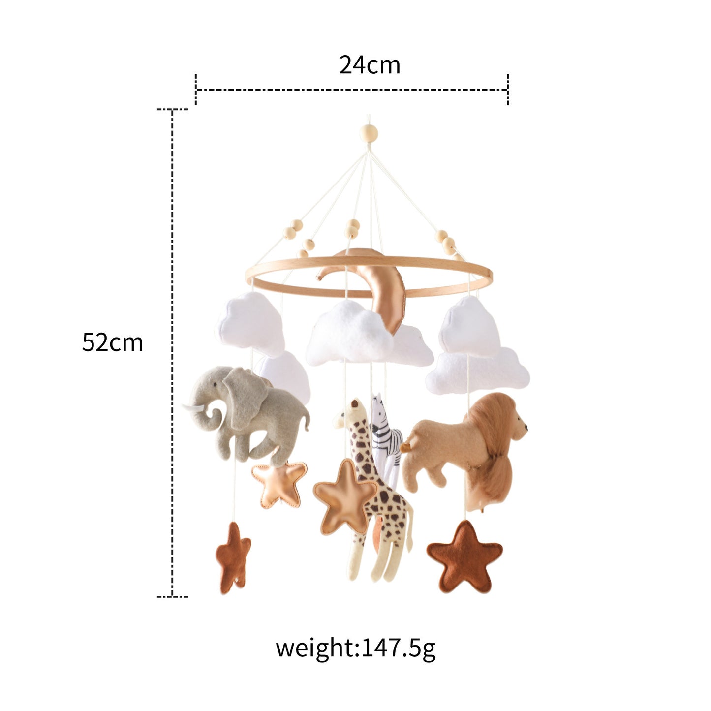 Sensory-Friendly Forest Animal & Cloud Crib Mobile + Wind Chimes