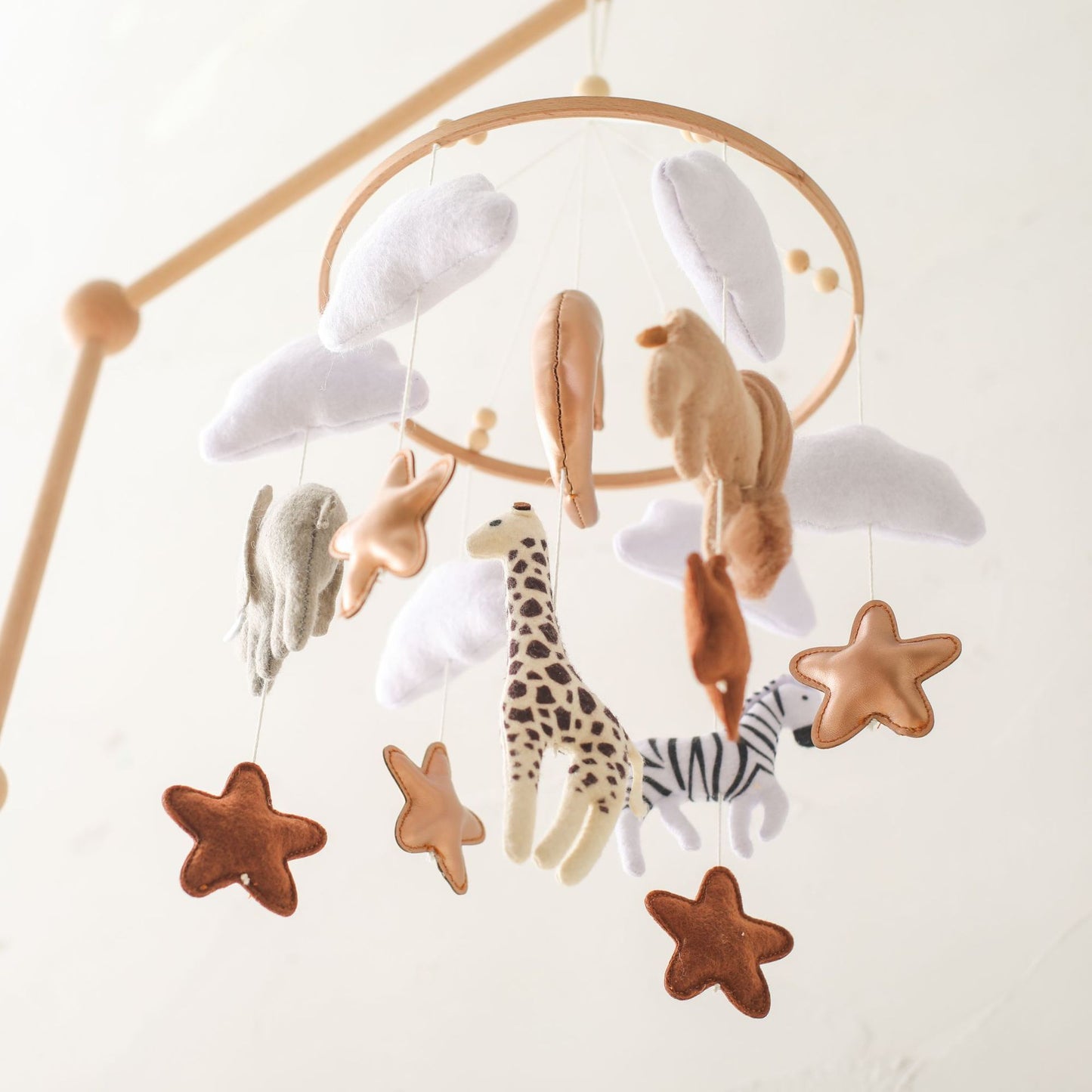 Sensory-Friendly Forest Animal & Cloud Crib Mobile + Wind Chimes