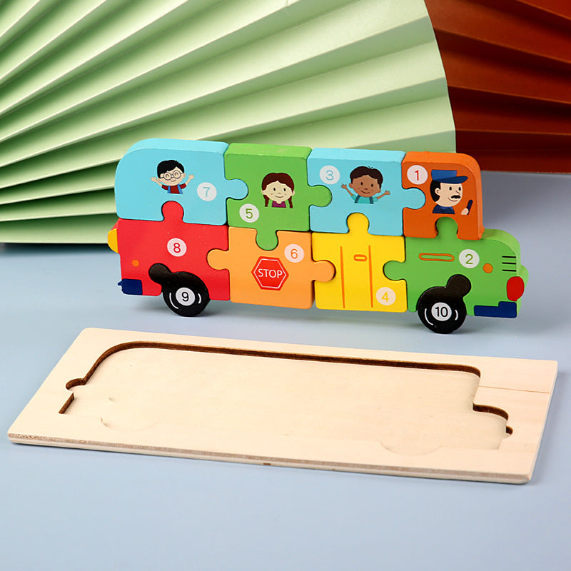3D Wooden Montessori Transportation Puzzle – Learn Through Play