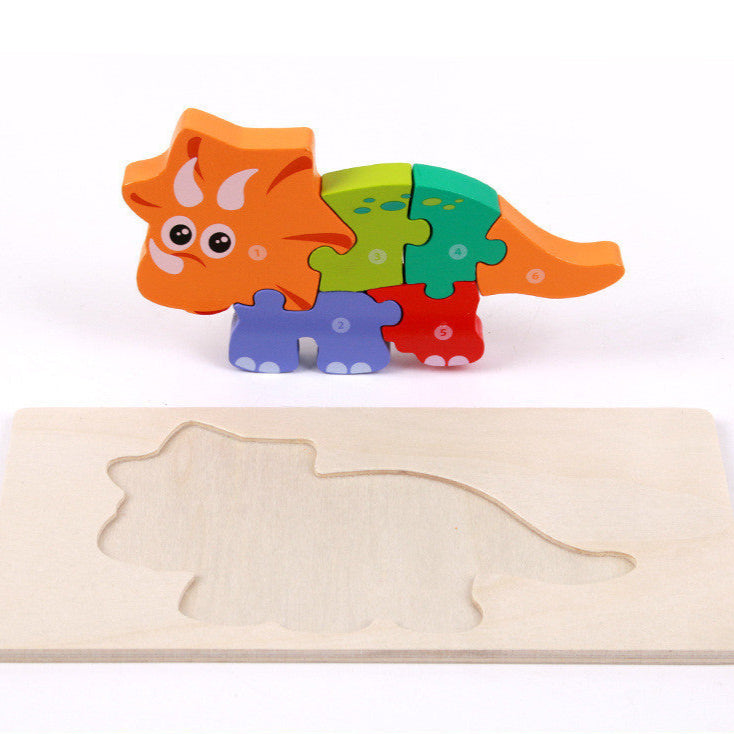 3D Wooden Montessori Dinosaur Puzzle – Learn Through Play