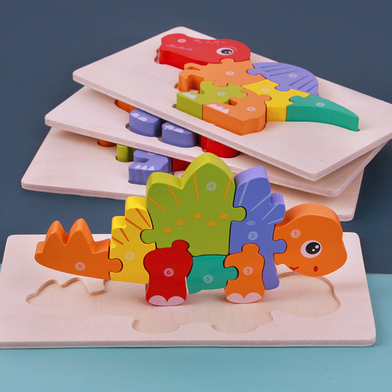 3D Wooden Montessori Dinosaur Puzzle – Learn Through Play