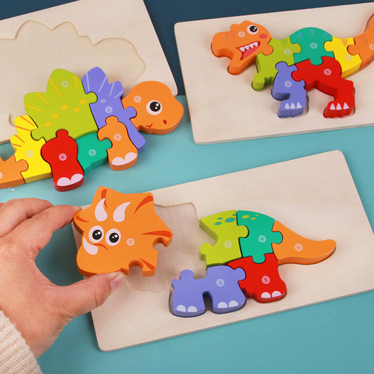3D Wooden Montessori Dinosaur Puzzle – Learn Through Play