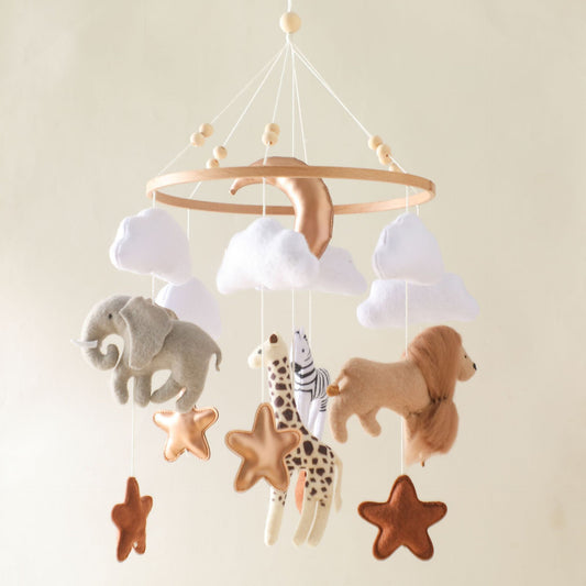Sensory-Friendly Forest Animal & Cloud Crib Mobile + Wind Chimes